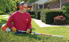 Petrol long reach hedge trimmers with short shaft